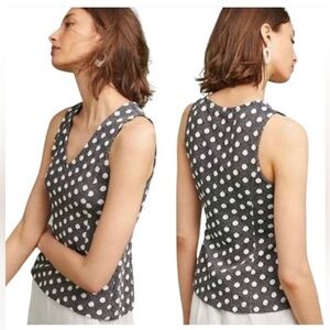 ANTHROPOLOGIE MAEVE Tank Top Polka Dot V Neck Blouse Size XS